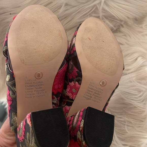 Sole Society Embroidered Mules Luella Slip On Sandals Chunky Block Heels - Picture 8 of 9